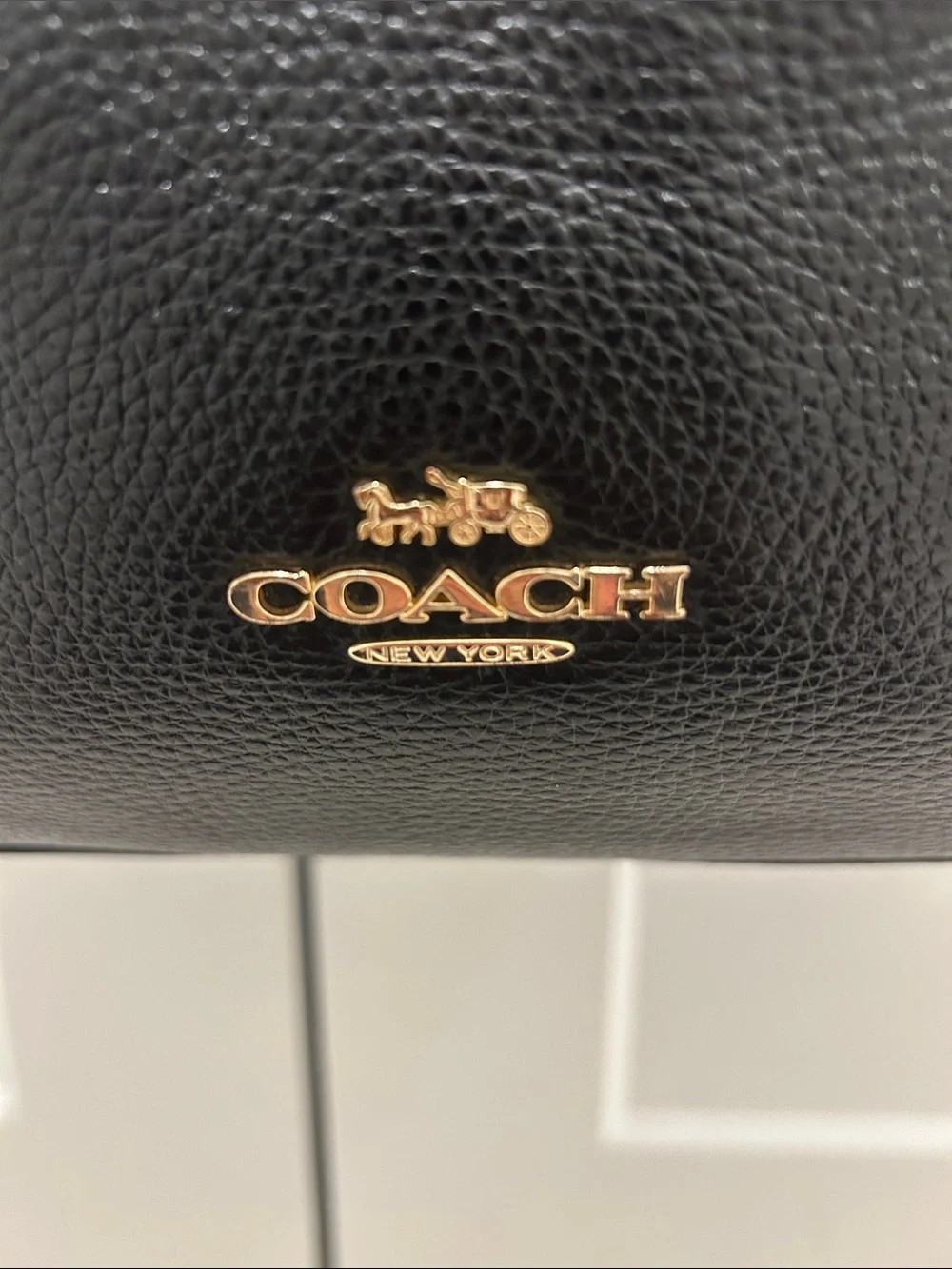 Coach Maya Shoulder Bag in Black Pebbled Leather